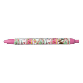 Boho Paisley roze girale monogram Zwarte Inkt Pen
