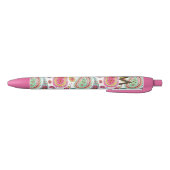 Boho Paisley roze girale monogram Zwarte Inkt Pen (Bodem)