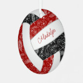 boho paislies veren florrood volleybal metalen ornament (Voorkant links)