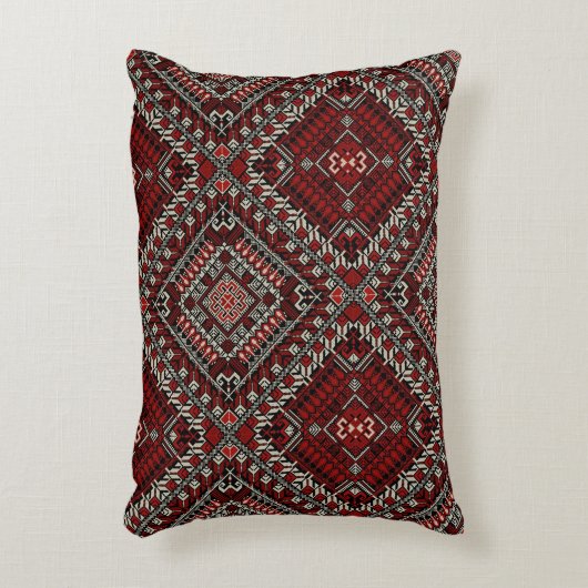 Boho Palestijnse kussen- Bohemian Tatreez Accent Kussen (Voorkant(Verticaal))