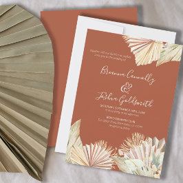 Boho Palm Airy Dried Foliage Terracotta Wedding Kaart