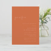 Boho Palm Botanical Burnt Oranje Couples Shower Kaart (Staand voorkant)