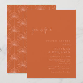 Boho Palm Botanical Burnt Oranje Couples Shower Kaart