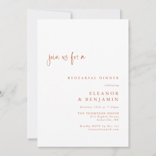 Boho Palm Botanical Terracotta Rehearsal Dinner Kaart (Voorkant)