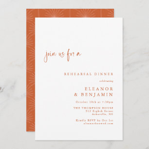 Boho Palm Botanical Terracotta Rehearsal Dinner Kaart