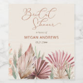 Boho Palm Dried Tropical Foliage Vrijgezellenfeest Wijn Etiket (Enkel label)