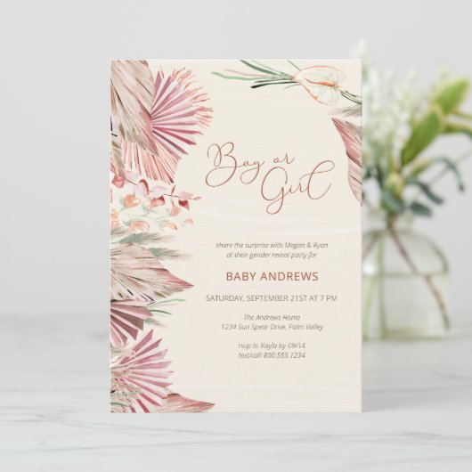 Boho Palm Dried Tropisch gebladerte Geslacht onthu Kaart (Staand voorkant)