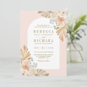 Boho Palm Dusty Earthy Floral Arch QR Code Weddens Kaart (Staand voorkant)