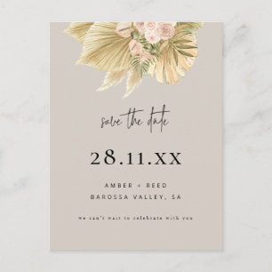 Boho Palm Floral Blush Natural Save the Date Uitnodiging Briefkaart