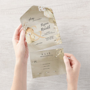 Boho Palm Floral Modern Ampersand All In One Uitnodiging