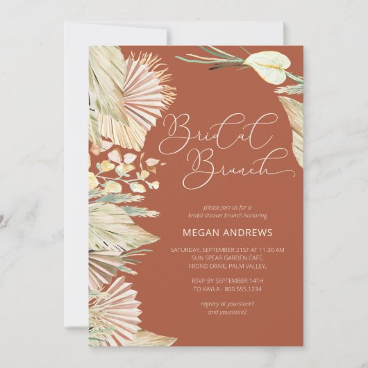 Boho Palm gedroogd gebladerte terracotta bruids br Kaart (Voorkant)