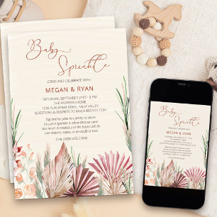 Boho Palm Gedroogd Loof Rustieke Baby Sprinkle Kaart