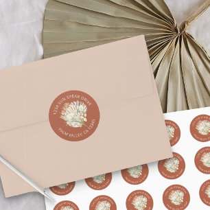 Boho Palm Gedroogde Bladeren Terracotta Retouradre Ronde Sticker