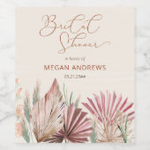 Boho Palm Gedroogde Tropische Bruiloftssfeer Wijn Etiket (Enkel label)