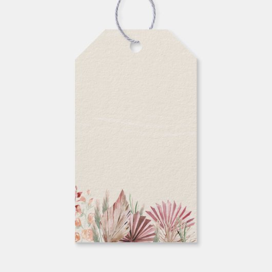 Boho Palm Gedroogde ventilator laat display douche Cadeaulabel (Achterkant)