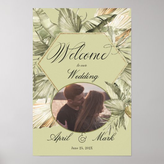 Boho Palm Greenery Wedding Welkom Poster (Voorkant)
