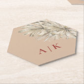 Boho Palm Hexagon Blush Monogrammed Kartonnen Onderzetters (Schuin)