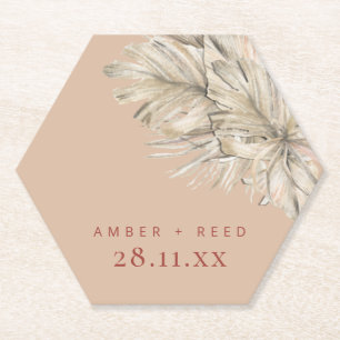 Boho Palm Hexagon Onderzetter Blush Terracotta
