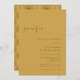 Boho Palm Leaf Botanical Yellow Couples Shower Kaart