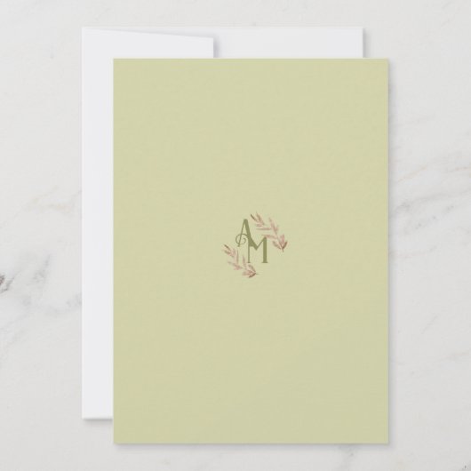 Boho Palm Leaf Greenery Monogram Huwelijk Kaart (Achterkant)