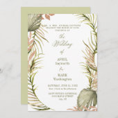 Boho Palm Leaf Greenery Wedding 2 Kaart (Voorkant / Achterkant)