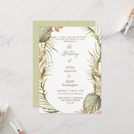 Boho Palm Leaf Greenery Wedding 2 Kaart