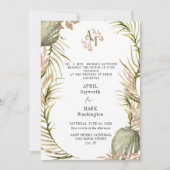 Boho Palm Leaf Greenery Wedding Kaart (Voorkant)