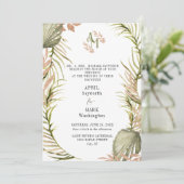 Boho Palm Leaf Greenery Wedding Kaart (Staand voorkant)
