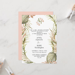 Boho Palm Leaf Greenery Wedding Kaart