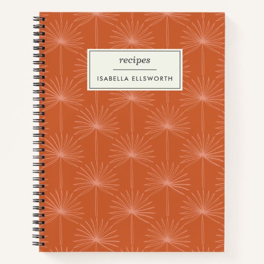 Boho Palm Leaf Rust Botanical Personalized Recipe Notitieboek (Voorkant)