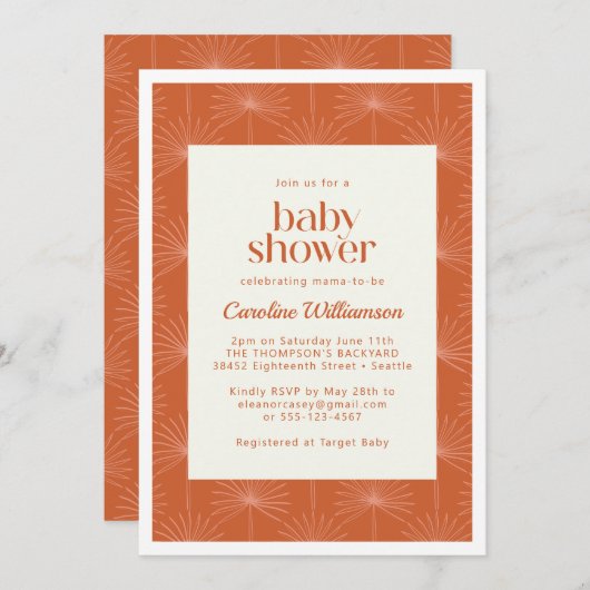 Boho Palm Leaf Rust Botanisch Baby shower Kaart (Voorkant / Achterkant)