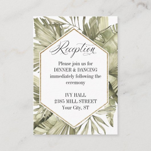 Boho Palm Leaf Wedding Lijst Informatiekaartje (Voorkant)