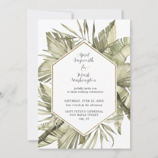 Boho Palm Leaf Wedding Lijst Kaart (Voorkant)