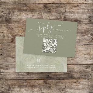 Boho Palm Leaves Botanical Foliage QR Code RSVP Informatiekaartje