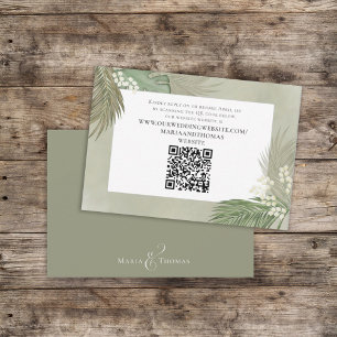 Boho Palm Leaves Botanical Foliage QR Code RSVP Informatiekaartje