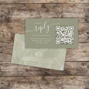 Boho Palm Leaves Botanical Foliage QR Code RSVP Informatiekaartje