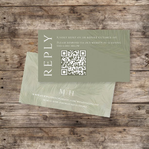Boho Palm Leaves Botanical Foliage QR Code RSVP Informatiekaartje