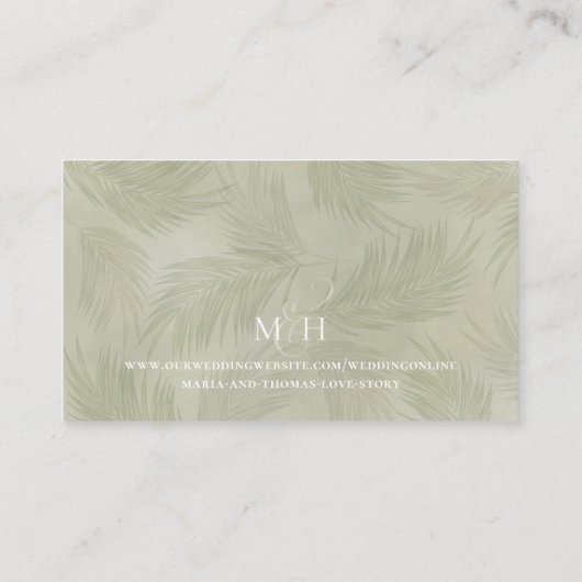 Boho Palm Leaves Botanical Foliage QR Code RSVP Informatiekaartje (Achterkant)