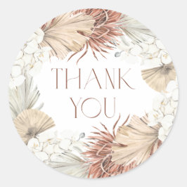 Boho Palm Leaves en Orchids Krans Bedankt Ronde Sticker
