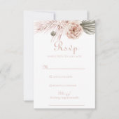 Boho Palm Leaves en Rozen Wedding RSVP Kaart (Voorkant)