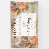 Boho Palm Leaves Hydrangea Birthday Party Welkom Spandoek (Verticaal)