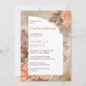 Boho Palm Leaves Hydrangea Blooms 15e Quinceañera Kaart (Voorkant)