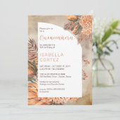 Boho Palm Leaves Hydrangea Blooms 15e Quinceañera Kaart (Staand voorkant)