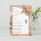 Boho Palm Leaves | Hydrangeas 1st Birthday Kaart (Staand voorkant)