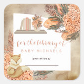 Boho Palm Leaves |Hydrangeas Baby shower Bladplaat Vierkante Sticker (Voorkant)