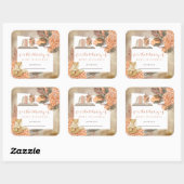 Boho Palm Leaves |Hydrangeas Baby shower Bladplaat Vierkante Sticker (Vel)