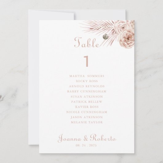 Boho Palm Leaves Tabel Nummer 1 Zitkaarten Kaart (Voorkant)