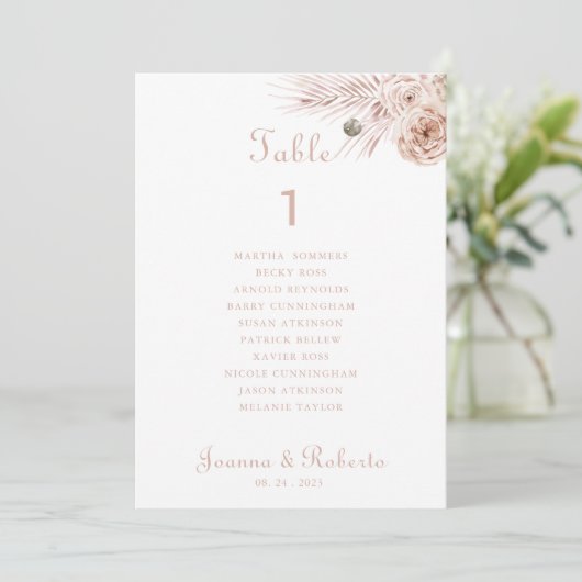 Boho Palm Leaves Tabel Nummer 1 Zitkaarten Kaart (Staand voorkant)