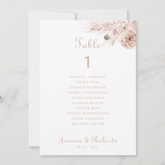 Boho Palm Leaves Tabel Nummer 1 Zitkaarten Kaart (Achterkant)