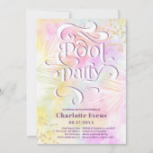 Boho palm leuke poolpartij script zwemt op Sweet 1 Kaart (Voorkant)